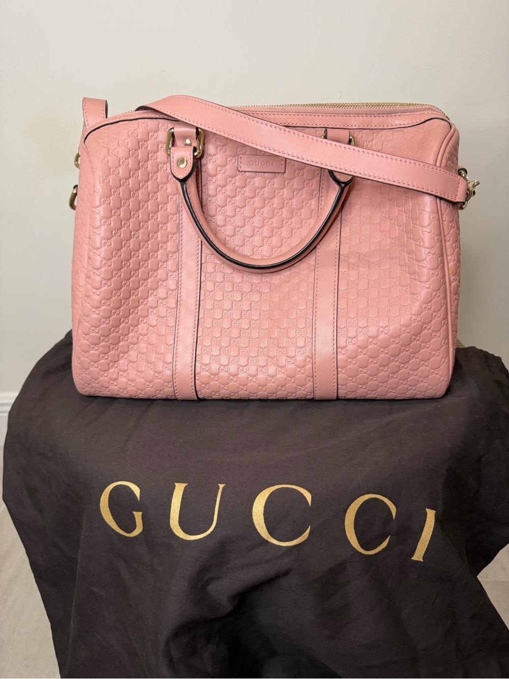 Gucci Microguccisima Boston Bag Pink